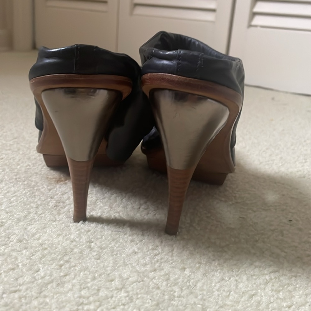 Leifsdottir Black Leather Ankle Wrap Heels - Picture 5 of 11